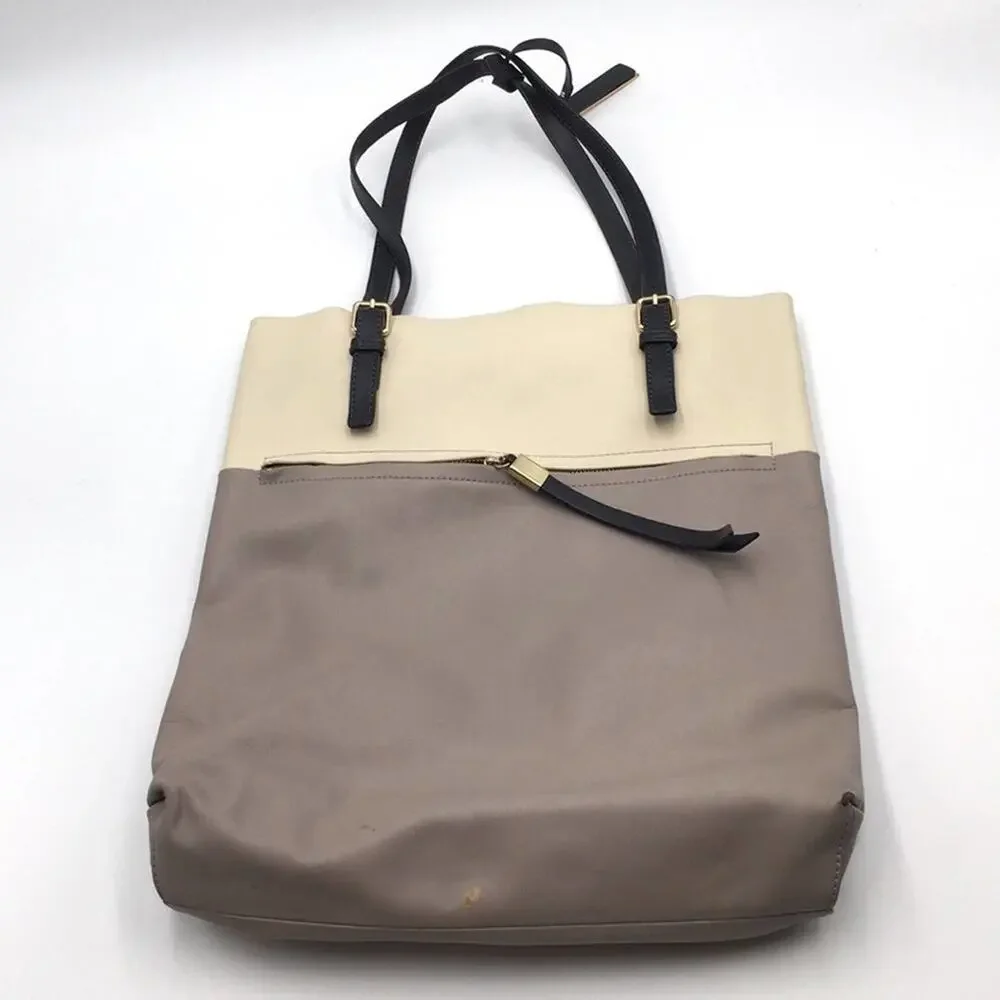 Vince Camuto gray leather tote bag 2 comp+pocket